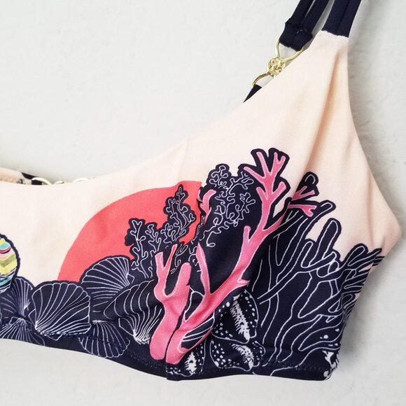& Other Stories Ocean Floor Bikini Top Buttery Soft Artsy Under The Sea Size 10 - Picture 6 of 16